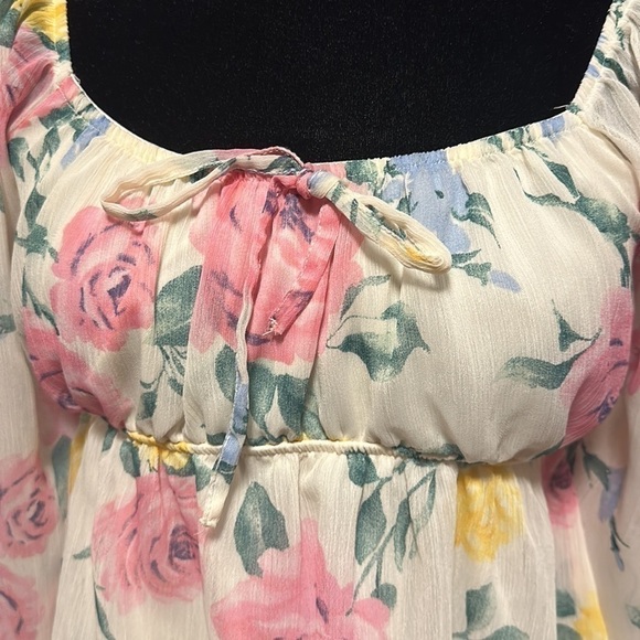 Forever 21 juniors womens square neck long sleeve blouse size M - Picture 5 of 6